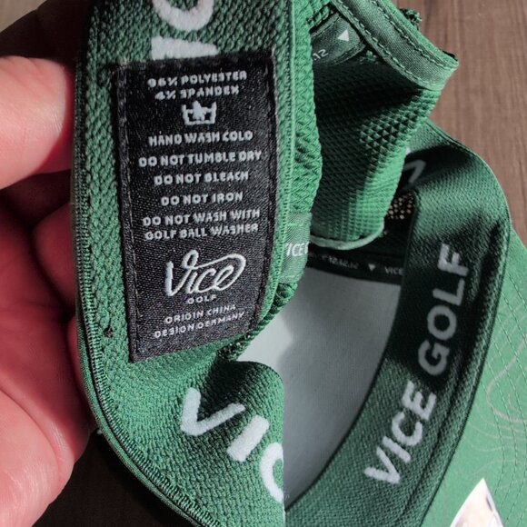 Green Vice Golf Adjustable Hat with Vice Golf Logo In White Vengeance 2.0 Course - Picture 4 of 4